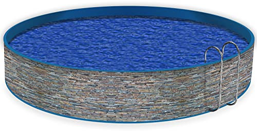 Wallario Pool Verkleidung mit Motiv und Ösen, Umrandung Dekoration, Motiv Natursteinmauer in grau braun, Größe Höhe 100 cm x L 10m