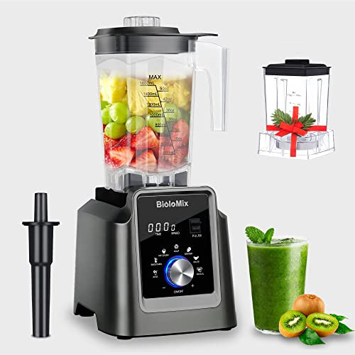 Biolomix Professional Blender, 2200W 6 Preset smart IQ, Manual Mode to Adjust Time and Speed,2L capacity with 500ml Grinding cup,Smoothie Blender for Crushing Ice,Frozen Dessert, Soup,Baby food(T5600)