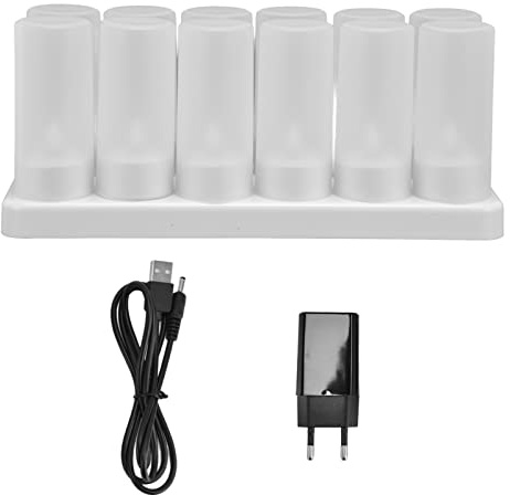 EVTSCAN Bougies solaires d'extérieur, Lampe à Bougie Chauffe-Plat Rechargeable 100‑240V Bougies LED sans Fil sans Flamme réutilisables(EU Plug)