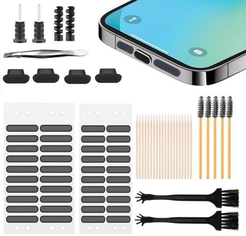 RICKMASK 106 pcs Kit de Limpieza de teléfono Celular,Kit de Cepillo de Limpieza de Puerto de teléfono USB C,Kit de Limpieza de Productos electrónicos multifuncionales (106)