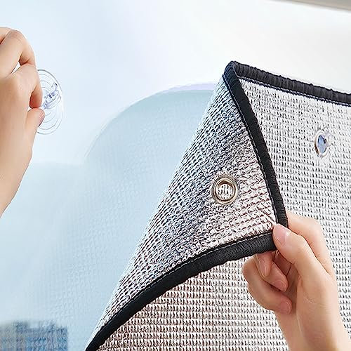 kefu01 Reflektierende Fensterfolie,UV-Schutz Sonnenschutzfolie Aluminiumfolie Isolierfolie Strahlungsbarriere,Saugnapf-Verdunkelungs Sichtschutzfolie,für Dachböden Home Office (90x130cm/35''x51'')