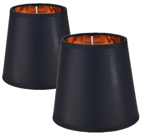 bangminda 2 Pièces Abat-Jour pour Lampes de Table Lampe Abat-jour en Lin pour Ampoule E14 Remplacement Abat-Jour pour Table de Chevet Applique Murale Lustre de Bougeoir, Noir, 15x14x11 cm