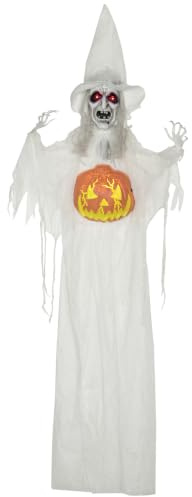 HOMCOM 183cm Halloween Dekoration mit Kürbiskopf, Halloween-Geist