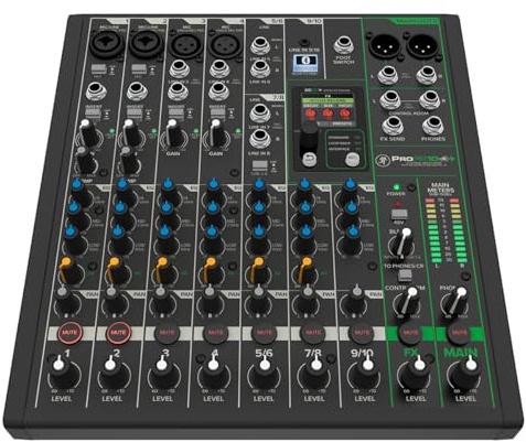 Mackie ProFX10v3+ 10-Channel Professional Analog Mixer with USB, Onyx Mic Preamps, GigFX Effects Engine, and Bluetooth