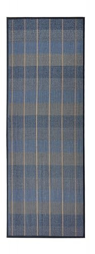 Hogar y Mas Alfombra BAMBÚ Natural Cuadros (Azul, 75X180CM)