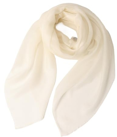 Prettystern Foulard Quadrato in 100% Cashmere 100/100 cm – Sciarpa Leggera Ultra Fine – Elegante Donna Primavera Estate bianco