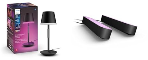 Philips Hue White & Color Ambiance Go Tragbare Tischleuchte (530 lm) & White & Color Ambiance Play Lightbar Doppelpack Basis-Set (500 lm)