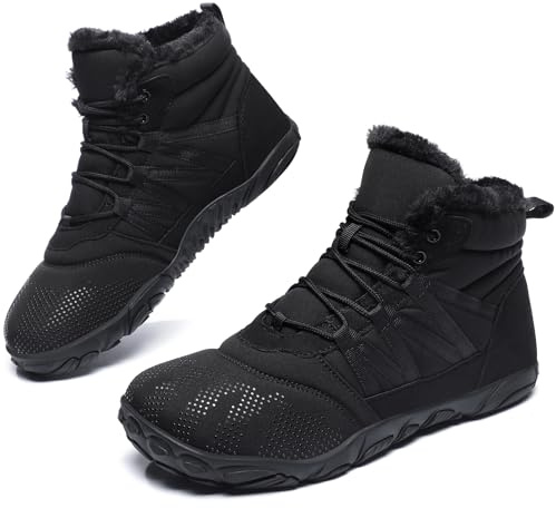 Womens Mens Barefoot Boots Shoes Minimalist Winter Snow Boots Warm Ankle Booties Zero Drop Sole Wide Toe Box Slip on Sneakers