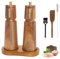 Foyucool Moulin à Poivre et Sel en Bois Avec Plateau, 8 Pouces Manuel Salieres et Poivrieres (2 pièce), Grossier et Fin Réglable, Rotor en Céramique, pour Piment, Lilas, Poivre, Sel (Brun+Brun)