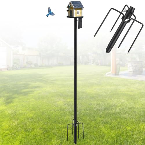 Harrms Vogelhausständer Metall, Vogelnesthalter Vogelhaus-Stange Verstellbar 184cm, Gestell für Vogelfutterhaus für Garten, Balkon, Outdoor, Hof, Schwarz