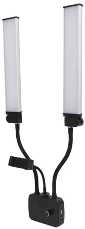 POENVFPO Luz de Vídeo LED de Brazos Dobles, Temperatura de Color Ajustable 45W 3000K a 6500K Luz de Relleno LED de Brazos Dobles Flexible USB con Soporte para Teléfono (Enchufe de la UE)