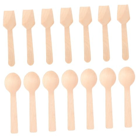 LOEFLIFA 200stücke Holzlöffel Einweg Für Dessert Eis Joghurt Pudding Kleine Holzlöffel Küchenschaufeln Holz Kuchenhilfen Outdoor-veranstaltungen