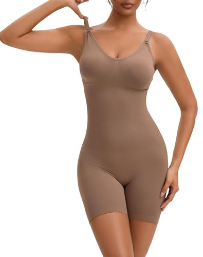 INNERSY Body Shaper for Women Tummy Control Shaping Bodysuits Seamless Butt Lifter Full Body Shapewear (XL-2XL, Brown)