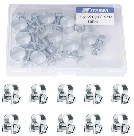 JTAREA 10-12MM Mini Collier de Serrage pour Tuyau Réglables Collier Durite Essence Colliers de Serrages Metallique pour Conduite de Carburant Tuyau D'échappement