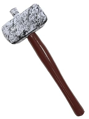 Inflatable Hammer Prop - Pack of 1 - Sturdy Inflatable Hammer with Brown Handle and Mottled Black & Grey Head - Fancy Dress Costume Accessory