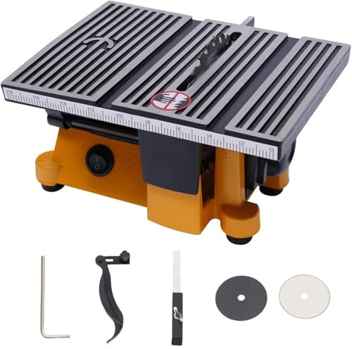 Genérico Mini Sierra de Mesa, Sierra ingletadora de Corte Superior, Sierra de Mesa, máquina cortadora eléctrica de Banco con 3 Cuchillas for Cortes de precisión, molduras de de Madera y Metal
