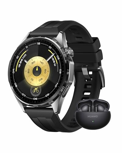 HUAWEI Watch GT 6 GPS 46mm Montres connectées + Freebuds 6i Noir Écran AMOLED de 1,47 Pouce, Jusqu'à 21 Jours d'autonomie, Cyclisme de Niveau Professionnel, Compatible avec iOS et Android, Noir