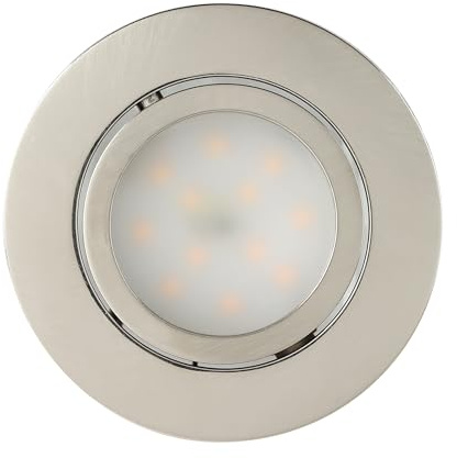 Eglo Set 3 focos LED empotrables Pineda, spot techo orientable plástico plata, luz cálida, 4,9 W, 1080 lúmenes, 3000 K, Ø 8,4 cm