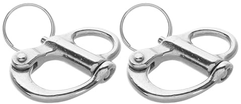 DEARMAMY Grillete Autoseguro Acero Inoxidable 316 35mm 2 Unidades Mosquetón Giratorio Clip Liberación Rápida Accesorio Barco Navegación Vela Aparejo