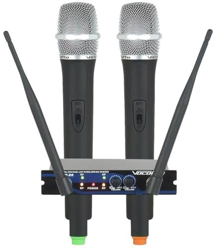 VocoPro UHF-28-9 Sistema de micrófono inalámbrico UHF de Doble Canal