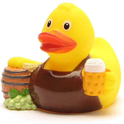 Duckshop I Badeente Bierbrauer I Quietscheente Bier I L: 8 cm - inkl. Quietscheentchen-Schlüsselanhänger im Set I Geschenk Oktoberfest I Präsent Sammler I Souvenir