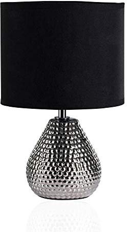 Pauleen 48018 Sip of silver Tischleuchte max. 20W Tischlampe für E14 Lampen Nachttischlampe Silber Schwarz 230V Keramik/Stoff ohne Leuchtmittel