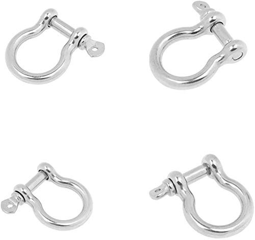 N/W 6 mm und 5 mm Dee Schäkel U Loop D Schäkel Pin Bow Chain Link Verschluss 4 Stück