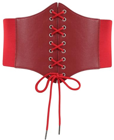 WERFORU Cinturón Waspie Tied Mujer,Cinturón Ancho Corsé Elástico Cintura Cinturón, C-rojo., Passend für Taillengröße 69-75cm