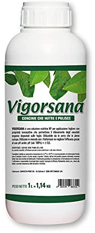Vitaverde VIGORSANA, concime Liquido con Effetto pulente su Foglie di agrumi, Ornamentali, etc, lt. 1