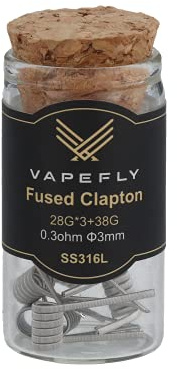 Vapefly Fused Clapton SS316L Prebuilt Coil für e-Zigarette, 0,3 Ohm, 6 Stück, ohne liquid und somit ohne Nikotin