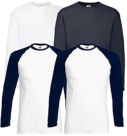 4 Fruit of The Loom Longsleeve Tshirt Langarm Verschiedene Farbsets