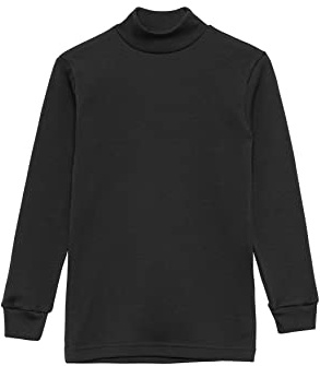 Channo Intimo Termico per Bambini, Collo Mezzo Cigno, Maniche Lunghe, Tinta Unita - Pack 1, Nero, 6 Anni