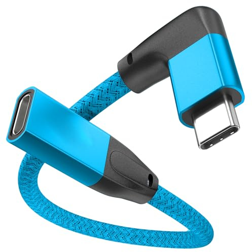 Cavo Prolunga USB C Angolo Retto 0.2M, 90 Gradi USB C Maschio a Femmina | Cavo Adattatore USBC 3.2 Gen2 20Gbps, Video 4K@60Hz USB Tipo C per iPhone 17 16 Pro Max, MacBook Air, Galaxy S26 S25 Ultra