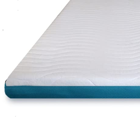Komfortec Surmatelas 90 x 200 cm - Hauteur : 7,5 cm - en Mousse Visco-élastique - pour lit à sommier tapissier, Housse Lavable en Aloe Vera, Blanc