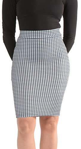 Oh. Ziemlich oh. Bleistiftrock mit hübschem Druck und separater elastischer Taille, Midi-Länge für Damen, ca. 63,5 cm, knielang, Damenrock, mehrere Designs, plus Größenkurve, UK 8–22 Dogtooth, 20–22