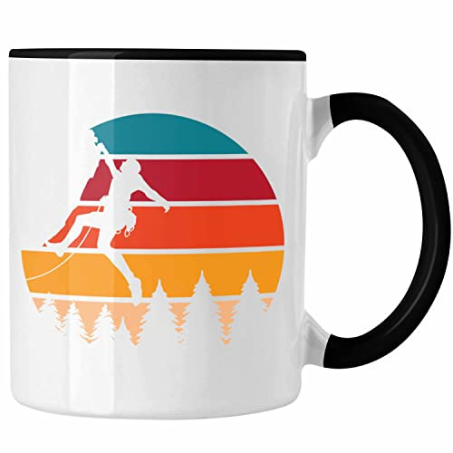 Trendation - Klettern Tasse Geschenk Outdoor Klettern Geschenkidee für Kletterer Grafik (Schwarz)