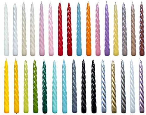 holiki gedrehte Kerzen No. 1 in Pistazie Lack - 6 stück Twisted Candles I gedrehte Spiralkerzen Stabkerzen Spitzkerzen - 23 x 2,2 cm - Trendkerzen