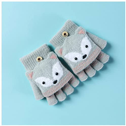 Weihnachtshandschuhe Cartoon Fuchs Babyhandschuhe Herbst Winter Kinder Mädchen Jungen Fingerlose Handschuhe Warme gestrickte dicke Kinder Handschuhe Halbfingerhandschuhe Weihnachtshandschuhe kinder (