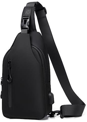 Lidxfeo Anti-Diebstahl Multipurpose Crossbody Bag, Wasserdichter Brusttasche Chest Herren, Schultertasche mit USB Ladeanschluss, Mehrere Taschen Sling Rucksack, für Wandern, Reisen, Klettern usw
