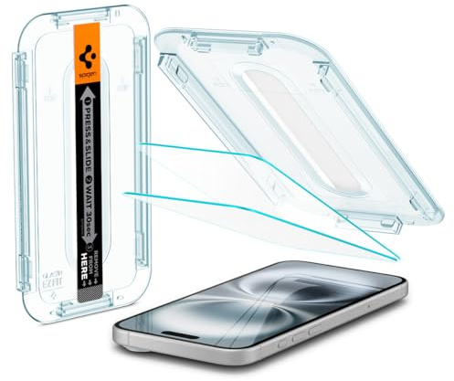 Spigen EZ Fit Schutzfolie [2 Stück] für iPhone 16 Plus, iPhone 15 Plus | Gehärtetes Glas, inkl. Installationskit, Kristallklar, Kratzfest, Hüllenfreundlich, 9H Härte Folie