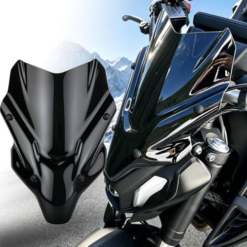 Midimttop Motorrad Windschutz Scheibe Windschutz Scheibe deckt Bildschirm Motorräder Deflektor Compatible with MT-07 MT07 MT 07 Zubehör 2021 2022 2023 (Schwarzer Rauch)