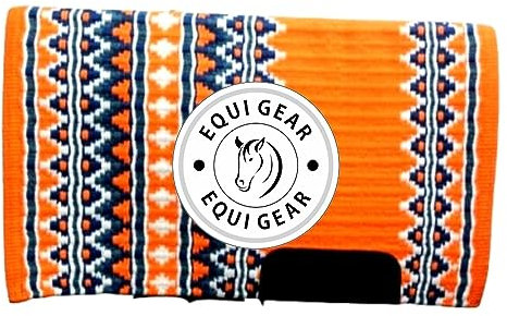 EQUIGEAR Western Show Horse Satteldecke aus neuseeländischer Wolle, Western-Design, handgefertigte Satteldecke, Wollpolster, Sensor Flex (Anpassung möglich), WZ14 (34x42)