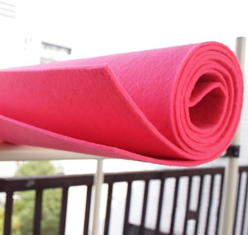 JINDAOSH DIY 3mm Dicker Filz Stoff Filzstoff Bastelfilz Farbig Filz Blätter Vliesstoff Kinder Zubehör zum Handwerk Nähen Projekte 100 x 100 cm(Color:Rosa Rot)