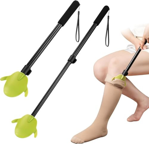 Ausziehhilfe für Kompressionsstrümpfe & Socken - Multifunktionaler Einziehbarer Schuhlöffel - Socken-Auszieh-Assistent für Senioren und Behinderte ..