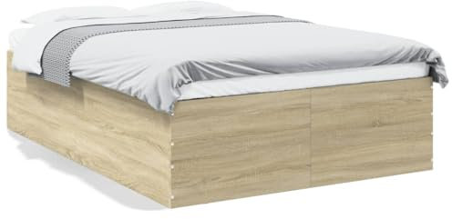 LAPOOH Bettgestell Sonoma-Eiche 135x190 cm Holzwerkstoff, Bett, Jugendbett, Schlafzimmer Bett, Bed Frame - 3280946