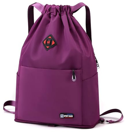 Generisch Sac à dos de sport pliable de grande capacité avec cordon de serrage, séparation sèche et humide, sac à dos de sport léger et imperméable, lilas, taille unique