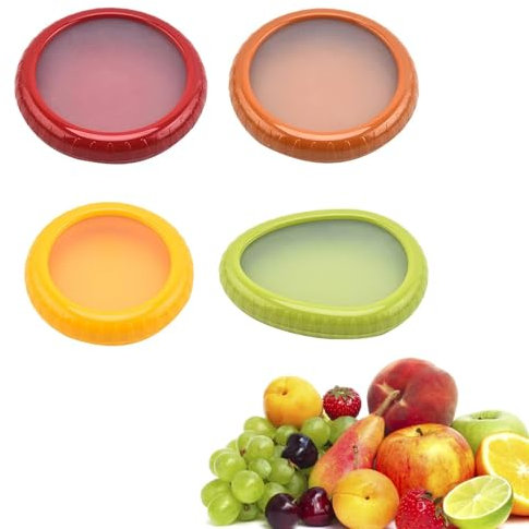 Niesel 4 Cajas De Almacenamiento De Frutas De Silicona, Contenedor De Almacenamiento De Aguacate De Silicona, Recipiente De Conservación De Alimentos Con Tapas, Fruit And Vegetable Storage Box