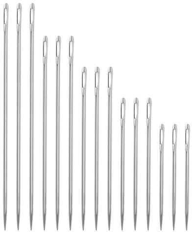 Lange Nähnadeln mit Großem Öhr 15 Stück Stopfnadel Sticknadeln Polsternadel Matratzennadel Gerade Lang Nadel mit Großem Öhr