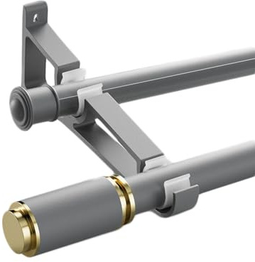Asta per tendaggi regolabile, resistente, moderna, con tappi cilindrici, asta decorativa per soggiorno, camera da letto o divisorio, 1,8 m, colore: grigio