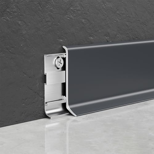 fussleisten 4 Stück Sockelleisten mit einer Länge von 49 Zoll, Wandsockel aus Metall, Hohlraumsockel aus Aluminium, verdickte Innenecken für Badezimmer – komplettes Zubehör(Gray 4pcs,H 6cm/2.4in)